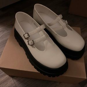 Urban Outfitters Tonia Double-Strap Treaded Classic Mary Jane - Cream Color